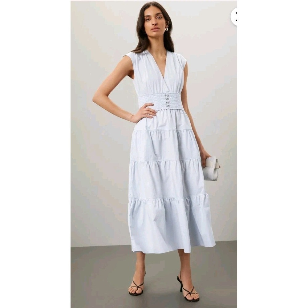 Derek Lam Collective Dress 100% Cotton in Light Blue, Size 16, Maxi Full Skirt